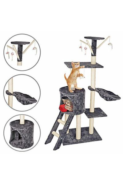 COMFORTPET Cat scratching post with bed, multi-level, 140 cm
