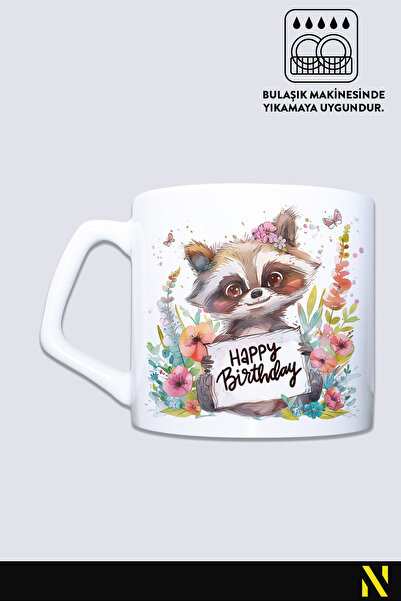 nilizma Happy Birthday Birthday Cute Raccoon Mug Cup Mug 225 ml