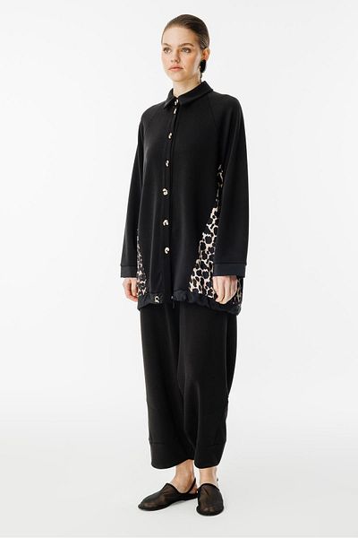 Ghisa Leopard Fabric Mixed Set Black