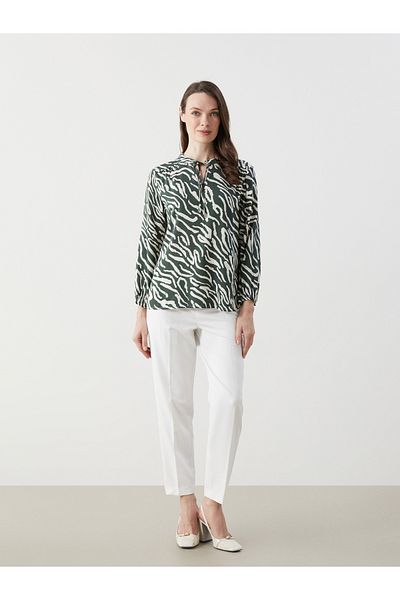 LC Waikiki Tie Collar Patterned Women's Blouse