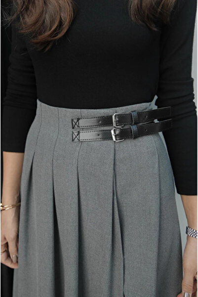 My Blog Šedá dvoupásková rozparkovaná sukně - 251016