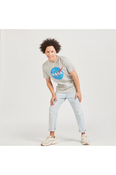 SP Characters NASA Print Crew Neck Slim Fit T-shirt with Short Sleeves