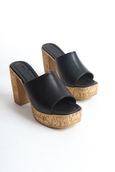 bolemo Black Women's Heeled Slippers