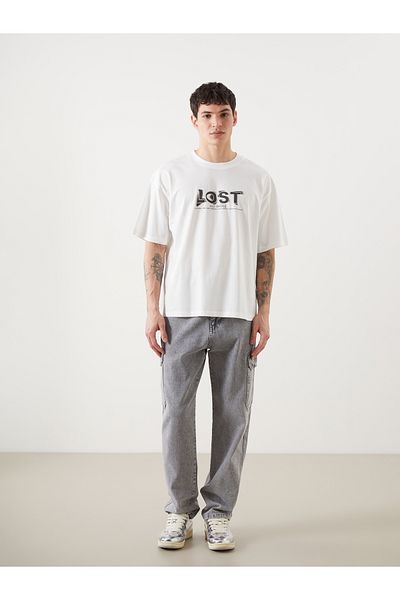 LC Waikiki Kurzärmliges, bedrucktes Herren-T-Shirt aus gekämmter Baumwolle mit Rundhalsausschnitt