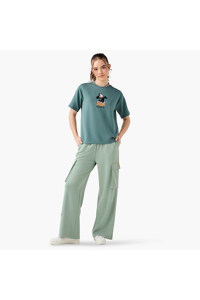 SP Characters Felix the Cat Print T-shirt with Short Sleeves and Crew Neck