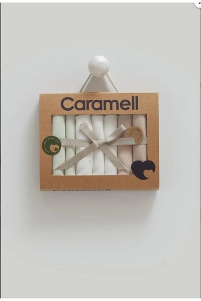 Caramell مجموعة من 7 مناديل مبللة لفم الأطفال مصنوعة من القطن الناعم والممتص