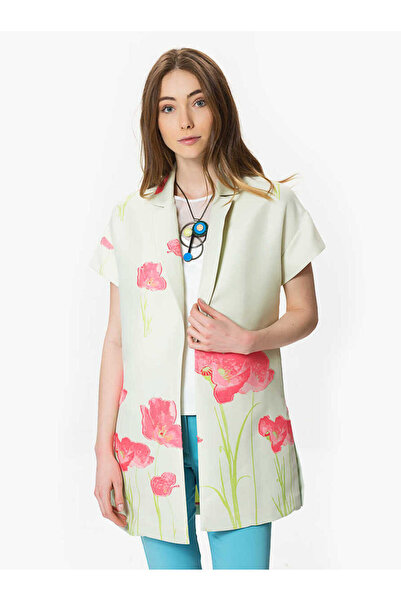 Roman Yandan Yırtmaçlı Floral Desenli Kap Pembe Y1716029_038