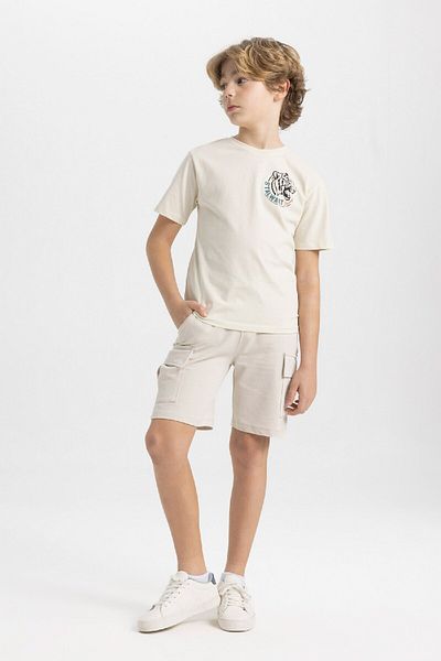 DeFacto Boy's Crew Neck Printed Short Sleeve T-Shirt C4666A824SM