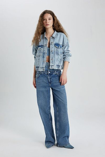 DeFacto Košilový límec kapsa Jean Bomber Jacket C4112Ax24Sp