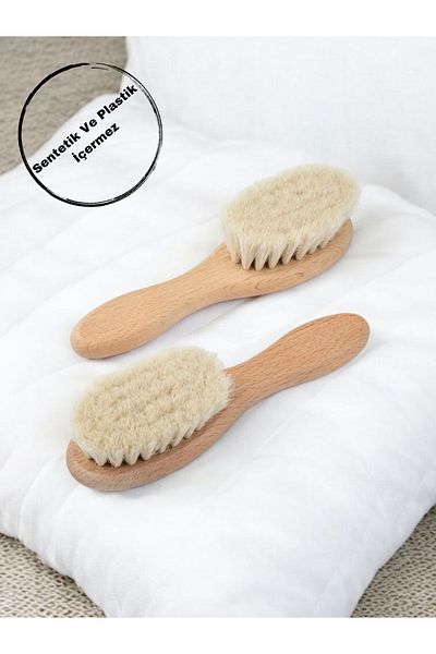 ERGÖK 100% Natural Goat Hair Baby Hair Brush for Babies, Host Brush, Baby Care Brush