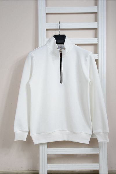 KİDSPİTİRCİK JUMĂLĂ FERMĂRĂ ALBĂ REGULAR FİT SWEATSHIRT CU GĂLĂ DREPTĂ (țesătură LAKOS)