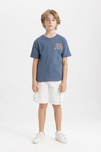 DeFacto Boy's Crew Neck Back Printed Short Sleeve T-Shirt C4653a824sm