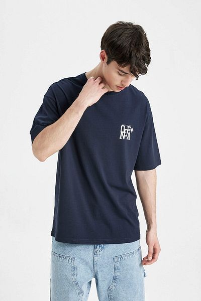 DeFacto Κοντομάνικο μπλουζάκι Comfort Fit Crew με στάμπα C4082AX24SM