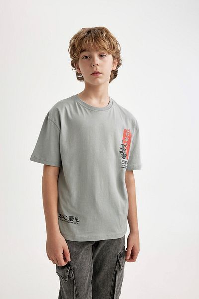 DeFacto Tricou cu mânecă scurtă imprimat cu mânecă scurtă, cu croiala largă, pentru băiat C3168a824sm