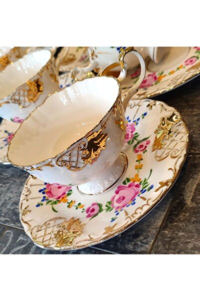 manushum El Boyama Porselen Nilüfer Çay Fincanı-beyaz 1 Adet