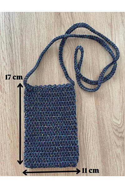 ARMODA STYLE Cep Telefon Çantası Lacivert / Örgü Simli