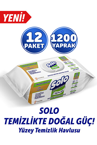 Solo Temizlikte Doğal Güç Beyaz Sabun Ferahlığı Yüzey Temizlik Havlusu 12'li 1200 Yaprak
