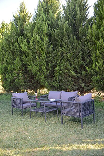 UYSALGARDEN Defne Ikili Bahçe Balkon Takımı Antrasit Gri