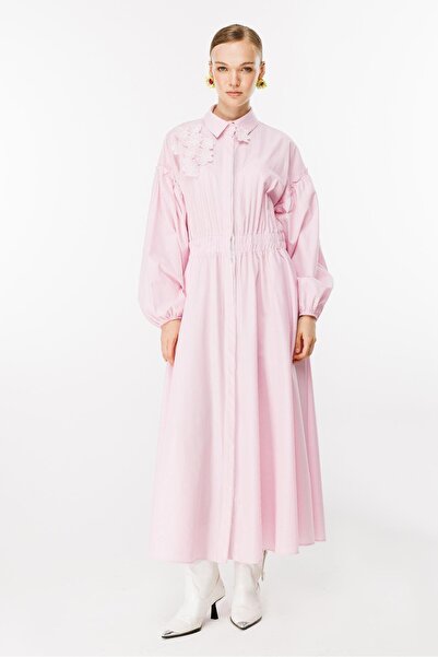 Ghisa Elbise Pembe Ince Çizgili