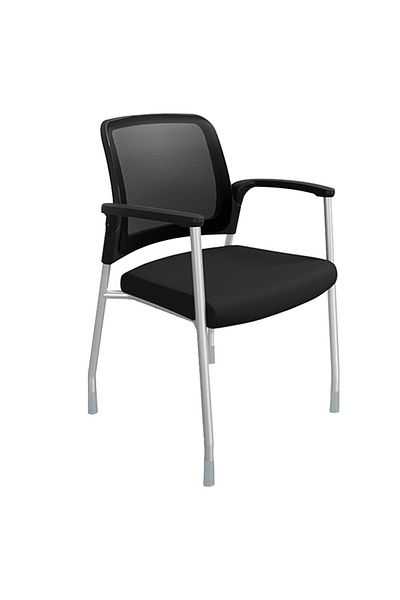 Godrej Interio Modern Relax Stackable Mesh Chair with Armrests - Black