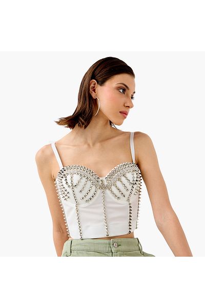 2Xtremz Stud Embellished Strappy Crop Top