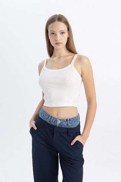 DeFacto Coool Fitted Corded Camisole Basic Tank Top B0563ax24sm
