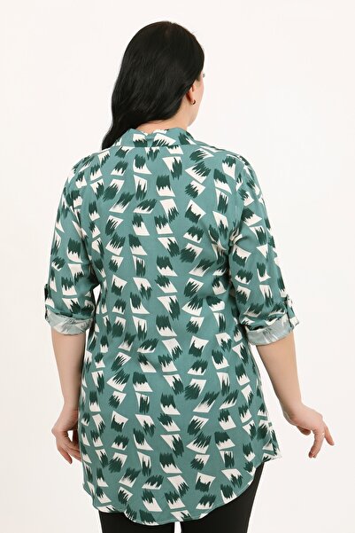 By Alba Collection Жіноча блакитна бавовняна віскозна сорочка великого розміру