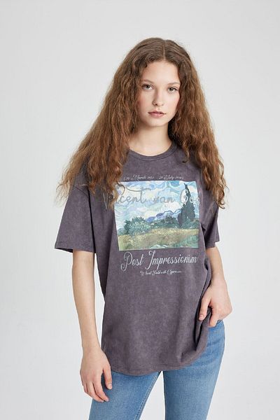 DeFacto Van Gogh Oversize Wide Fit Crew Neck Short Sleeve T-Shirt C3779Ax24Sm