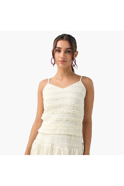 2Xtremz Textured Sleeveless Top with V-neck