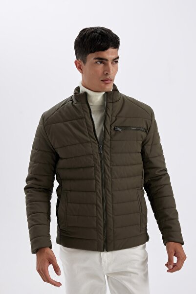 DeFacto Stand Collar Zipper Pocket Slim Fit Faux Leather Jacket - X4014Az24Wn