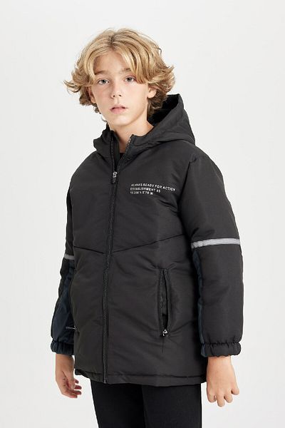 DeFacto Boy's Water Repellent Hooded Raincoat - C4319A824Au