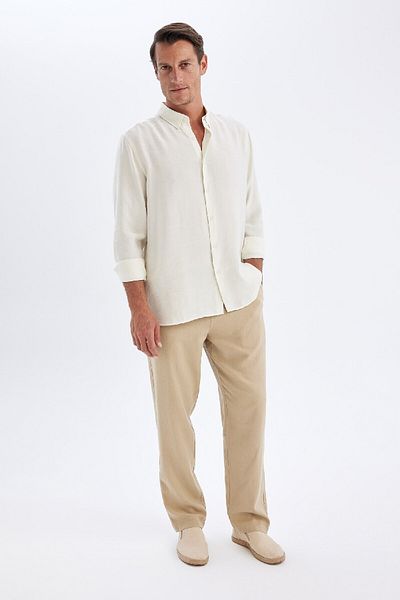 DeFacto Relax Fit Relaxed Cut Skinny Leg Linen Μικτό καλοκαιρινό παντελόνι C1140ax24sm