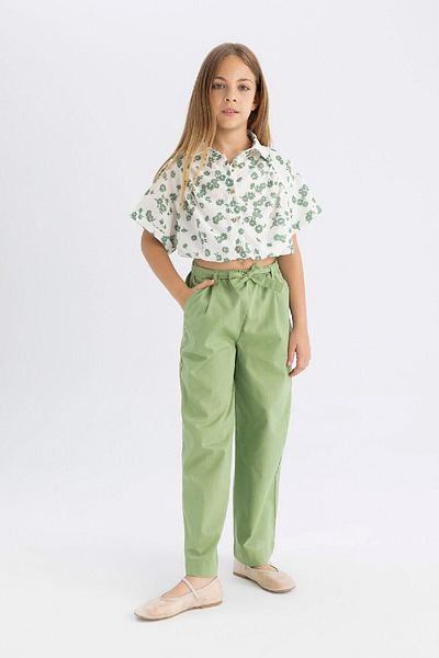 DeFacto Cotton Floral Print Crop Shirt for Girl - Short Sleeve C4274A824SM