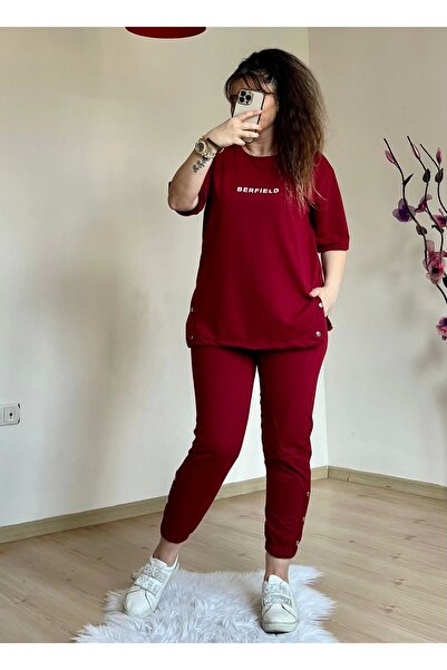 PARİS Бордо костюм с къс ръкав и странична копче