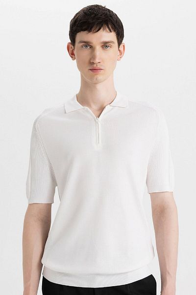 DeFacto Slim Fit Full Cut Kurzarm Basic Strickwaren und Polo T-Shirt C4917ax24sm