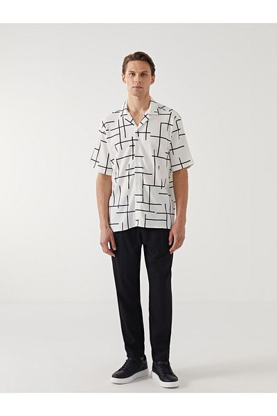 LC Waikiki Regular Fit Kurzarm Gemustertes Herrenhemd