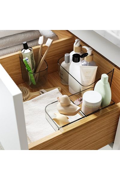 IKEA VISSLAÅN Drawer Organisers Set of 3 – Tray, Bottle & Toothbrush Holder, Grey (15.5x9.2x2.5 cm)