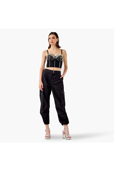 2Xtremz Stud Embellished Strappy Crop Top