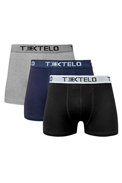 TEXTELO شورت بوكسر رجالي، سروال داخلي بحزام خصر، عبوة من 3 قطع (أسود، كحلي، ر...