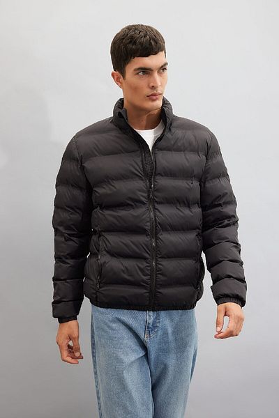 DeFacto Παλτό Stand Collar Puffer - Τσέπη με φερμουάρ, Διπλή τσέπη, Εποχιακό, Ελαφρύ C4856ax24wn