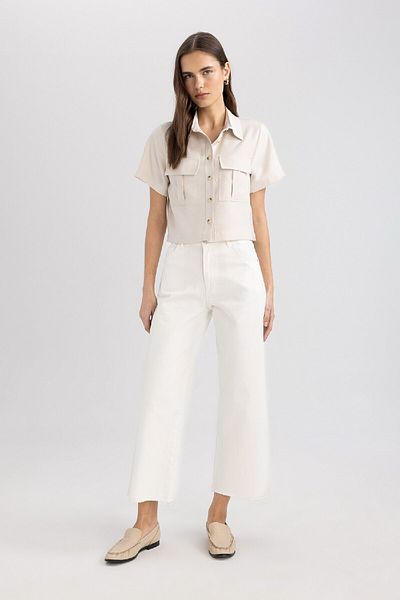 DeFacto Crop Shirt Collar Short Sleeve Shirt C4784Ax24Sm