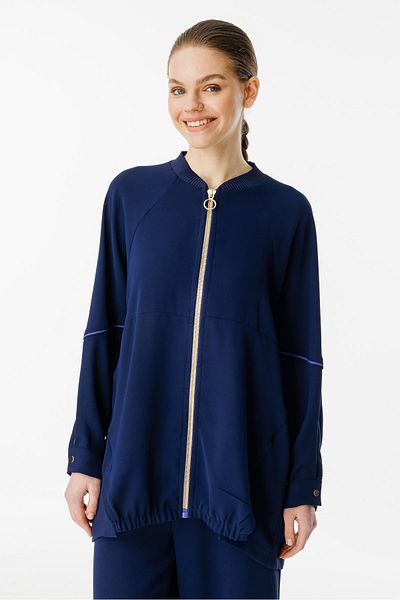 Ghisa Zipper Detailed Suit Navy Blue