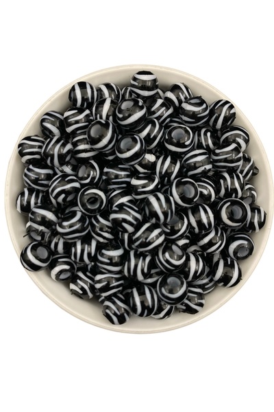 Hedef Bijuteri 25gr mărgele de culoare alb-negru cu găuri mari de 12 mm, pent...