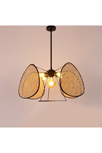 Mylamp Bulut Doğal Hazeran 55 x 35 cm 4+1 Yaprak Avize 30 cm