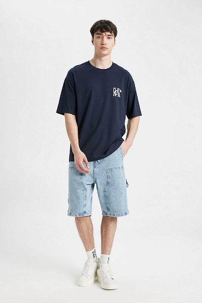 DeFacto Κοντομάνικο μπλουζάκι Comfort Fit Crew με στάμπα C4082AX24SM