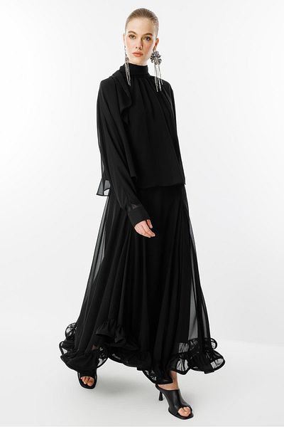 Ghisa Chiffon Suit Black