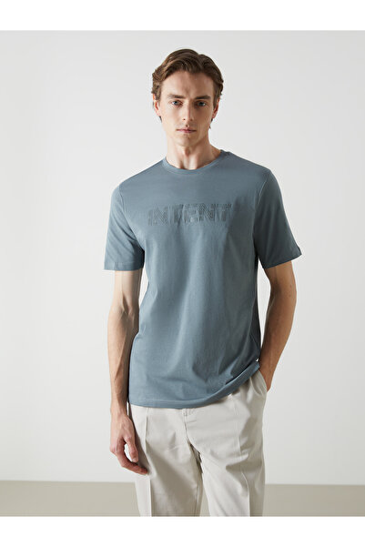 LC Waikiki Pánské tričko z česané bavlny s potiskem u krku