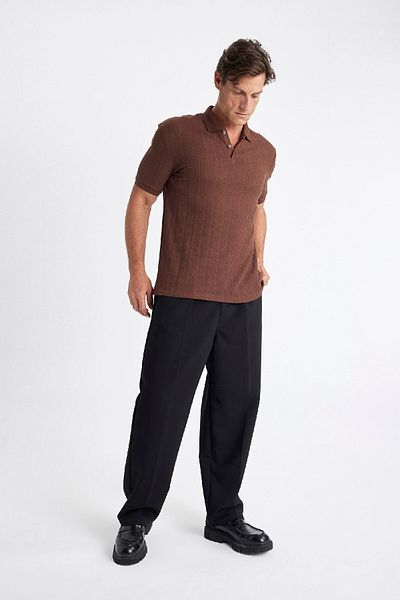 DeFacto Polo tričko Regular Fit s krátkým rukávem z texturovaného úpletu C4140ax24sm