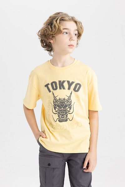 DeFacto Boy's Oversize Fit Crew Neck Printed Short Sleeve T-Shirt C3170A824SM