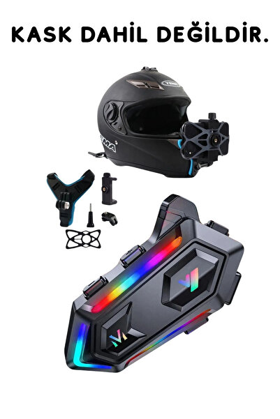 MATECHNO Avantaj Paketi Motorsiklet Kask Interkom Kulaklık ve Kask Telefon Tutucu Aparatı RGB Kask Kulaklığı